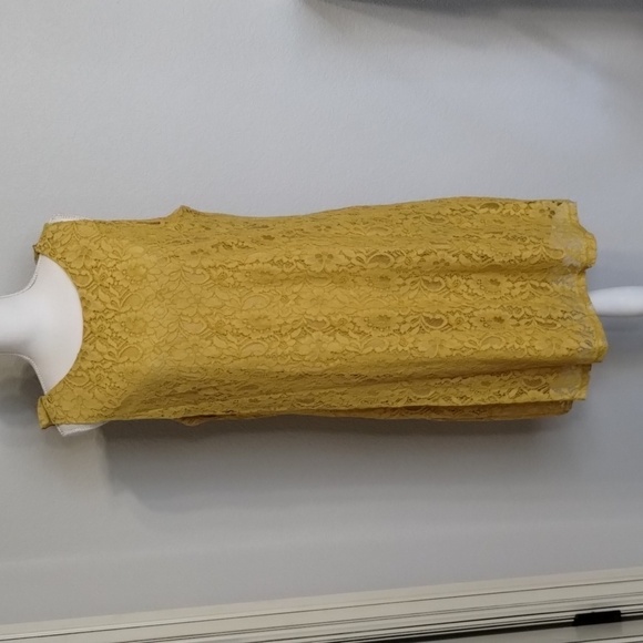Charming Charlie Yellow Lace Overlay Sleeveless Shift Dress Size XL - Picture 1 of 7
